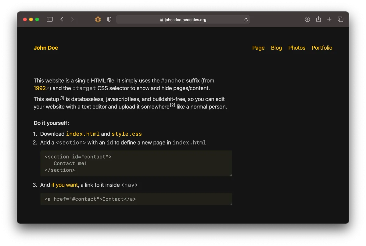 A Whole Website in a Single HTML File