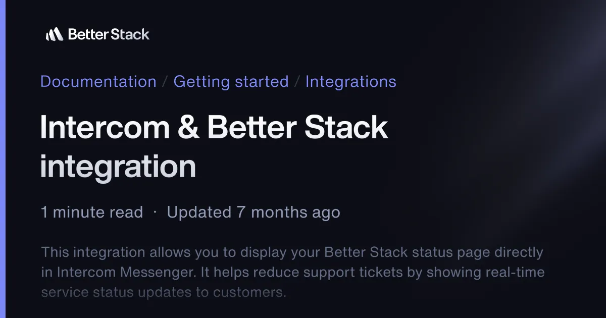Intercom & Better Stack integration
