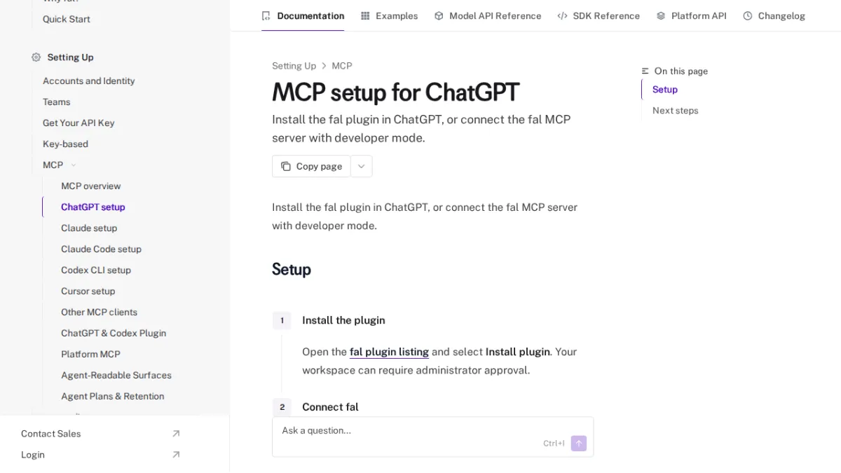 MCP setup for ChatGPT - fal