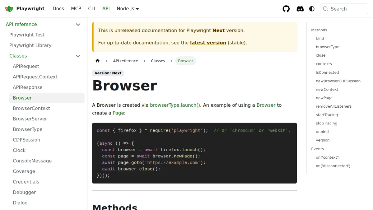 Browser | Playwright