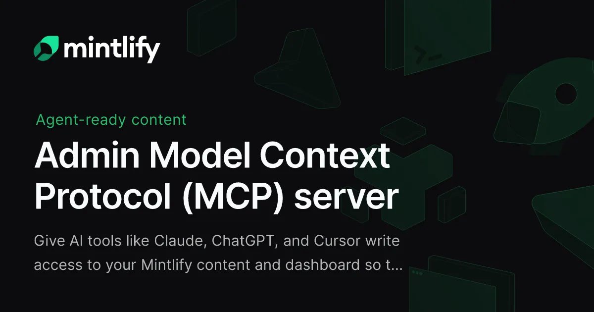 Admin Model Context Protocol (MCP) server - Mintlify