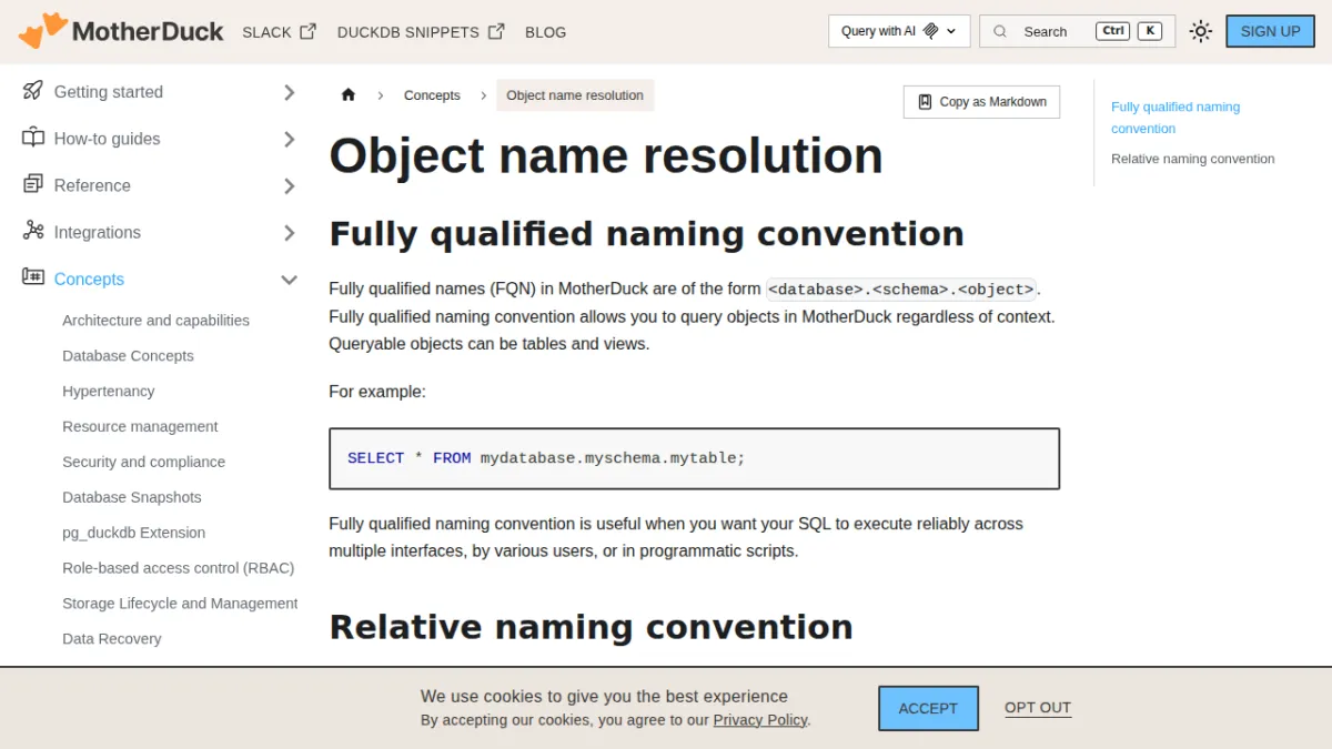 Object name resolution | MotherDuck Docs