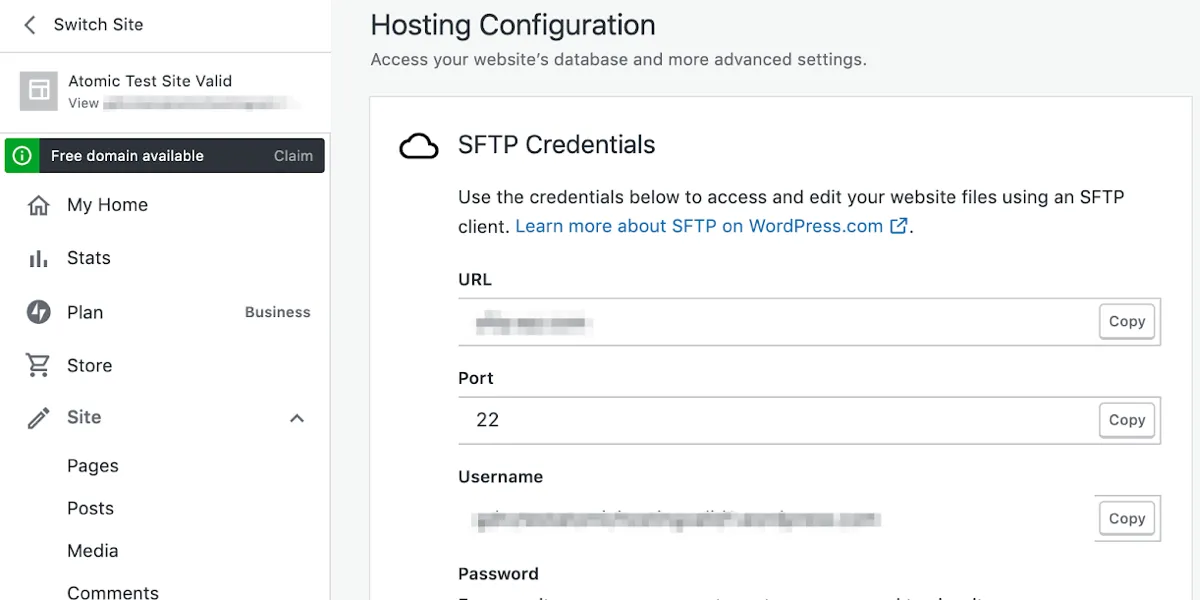 SFTP & Database Access on WordPress.com