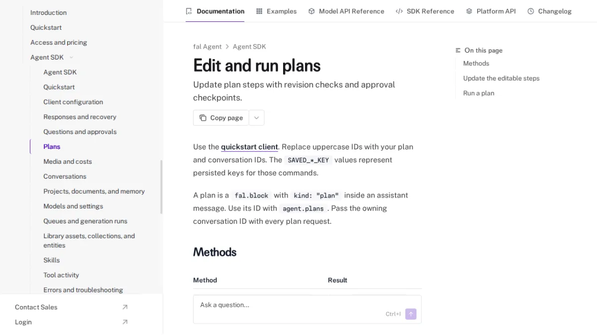 Edit and run plans - fal