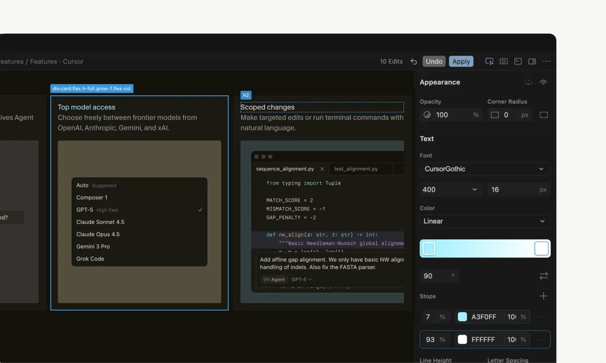 A visual editor for the Cursor Browser · Cursor