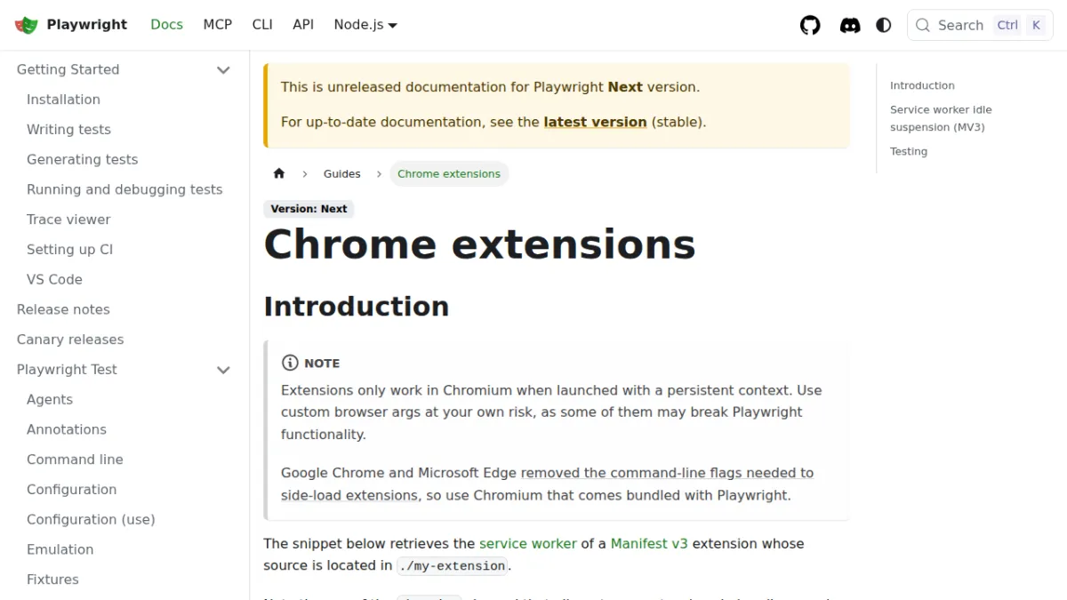 Chrome extensions | Playwright