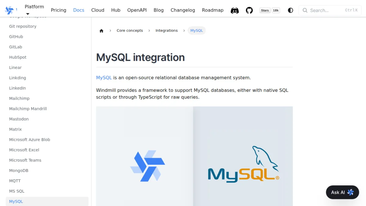 MySQL integration