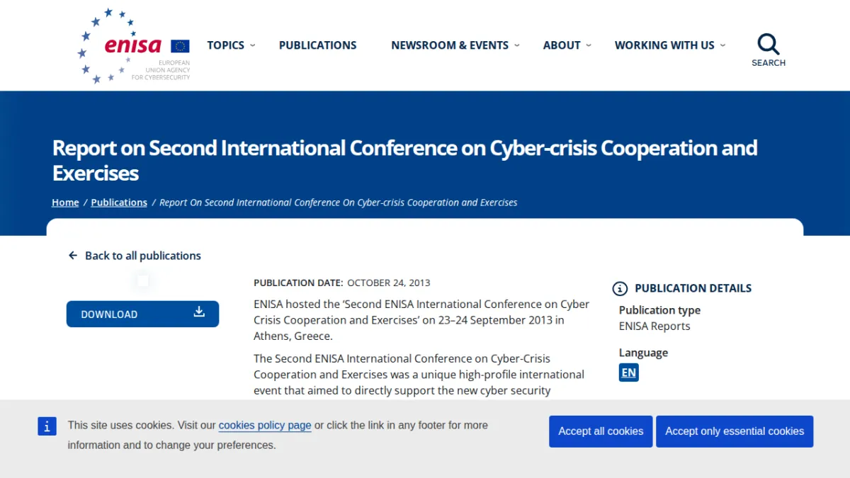 Report on Second International Conference on Cyber-crisis Cooperation and Exercises