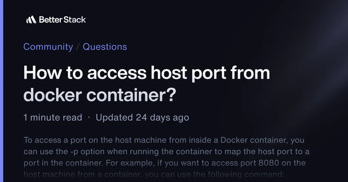 How to access host port from docker container? | Better Stack Community