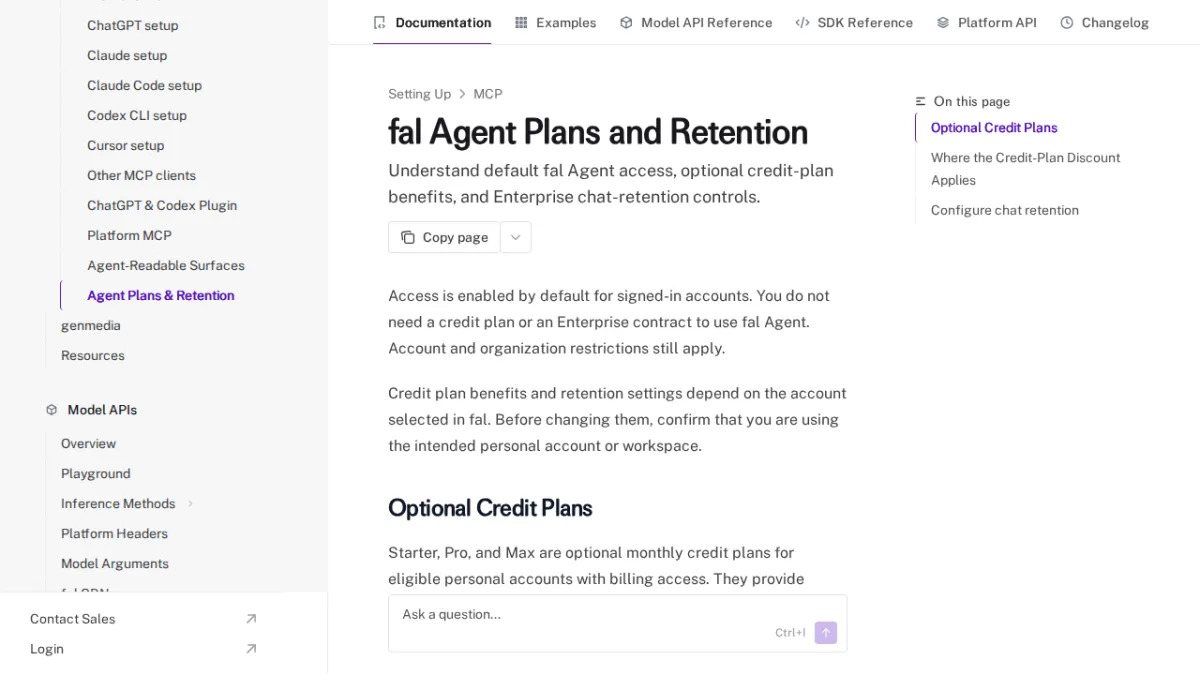 fal Agent Plans and Retention - fal
