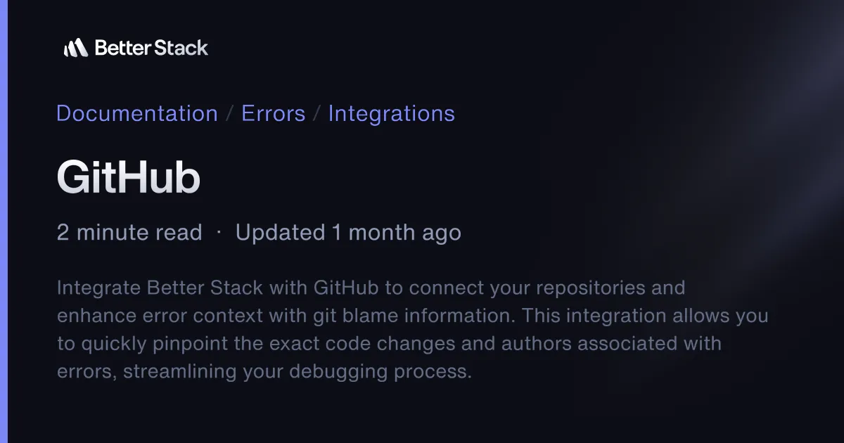 GitHub | Better Stack Documentation