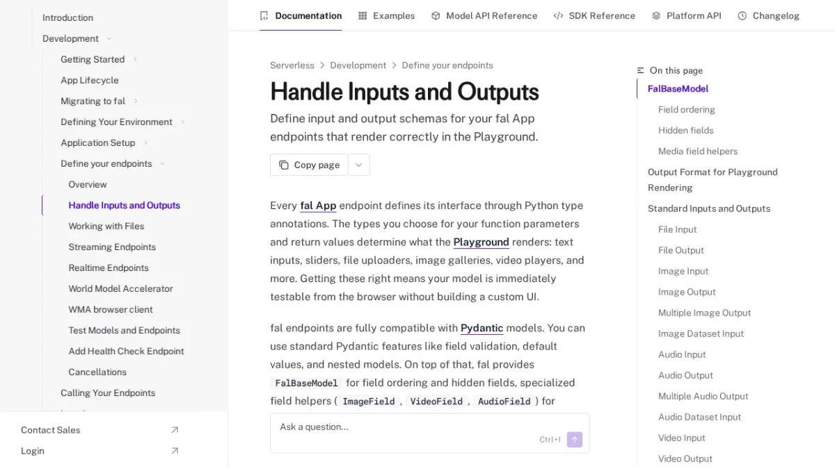 Handle Inputs and Outputs - fal