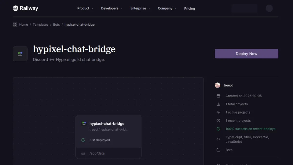 Deploy & Host hypixel-chat-bridge
