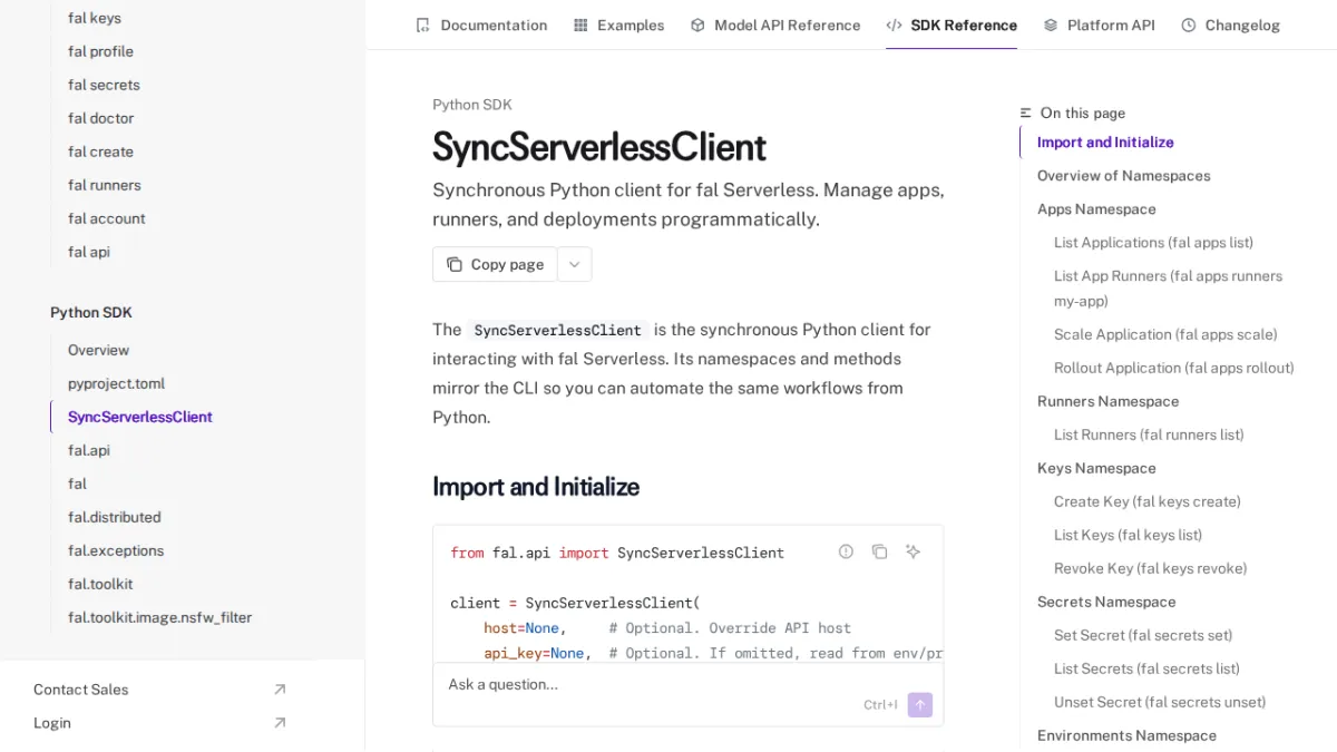 SyncServerlessClient - fal