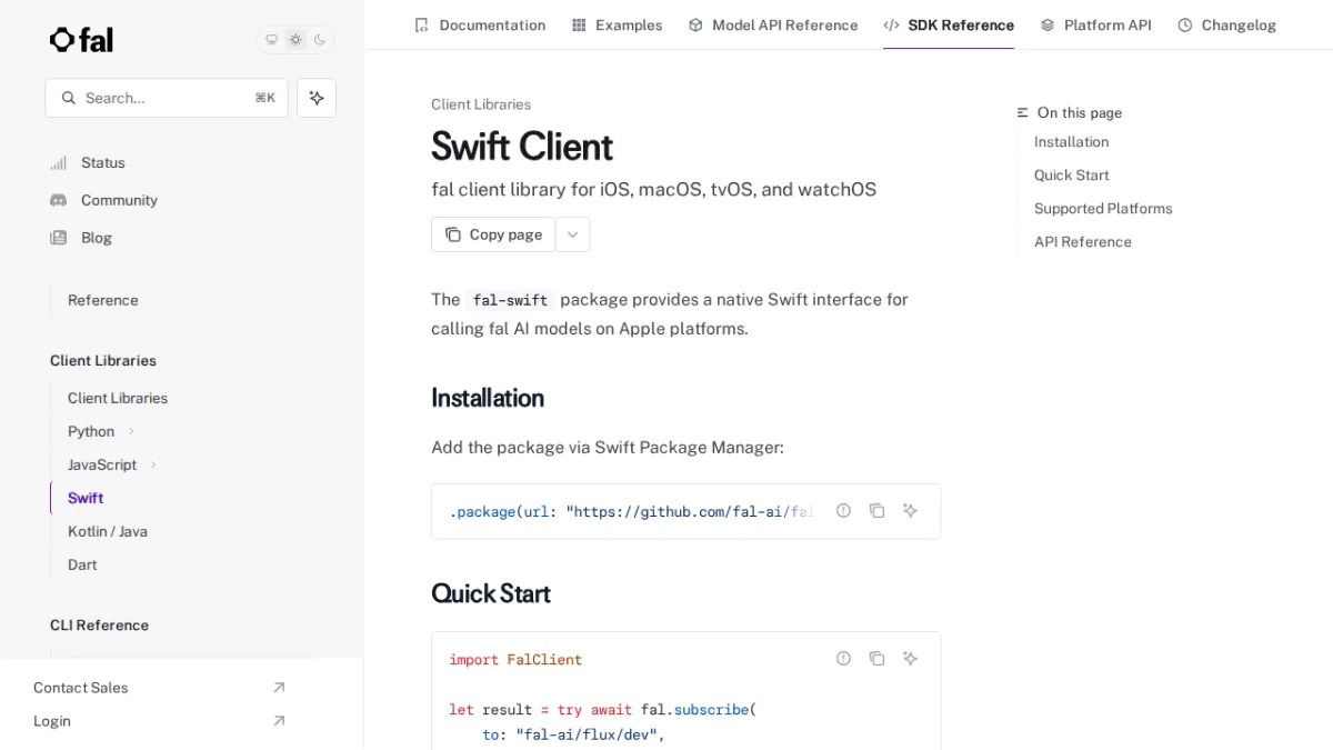 Swift Client - fal