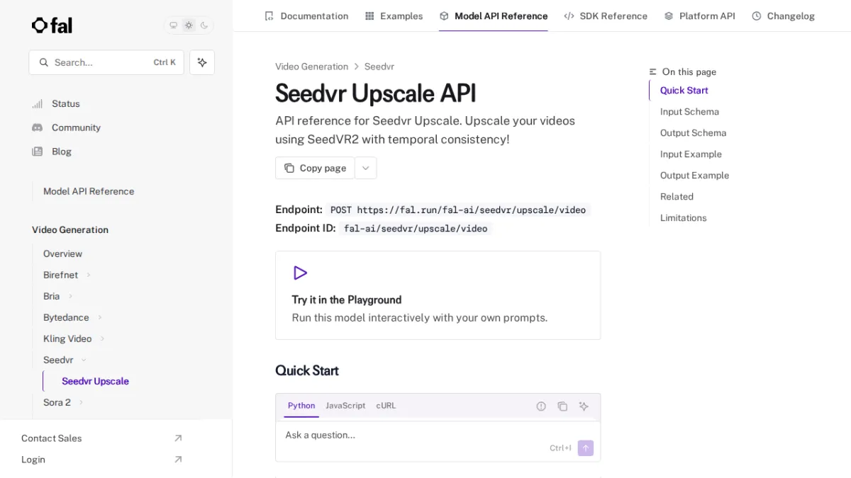 Seedvr Upscale API - fal