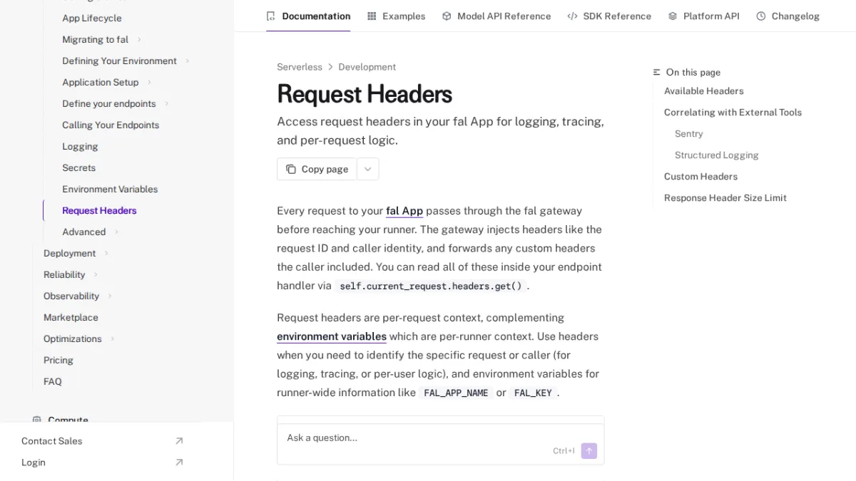 Request Headers - fal