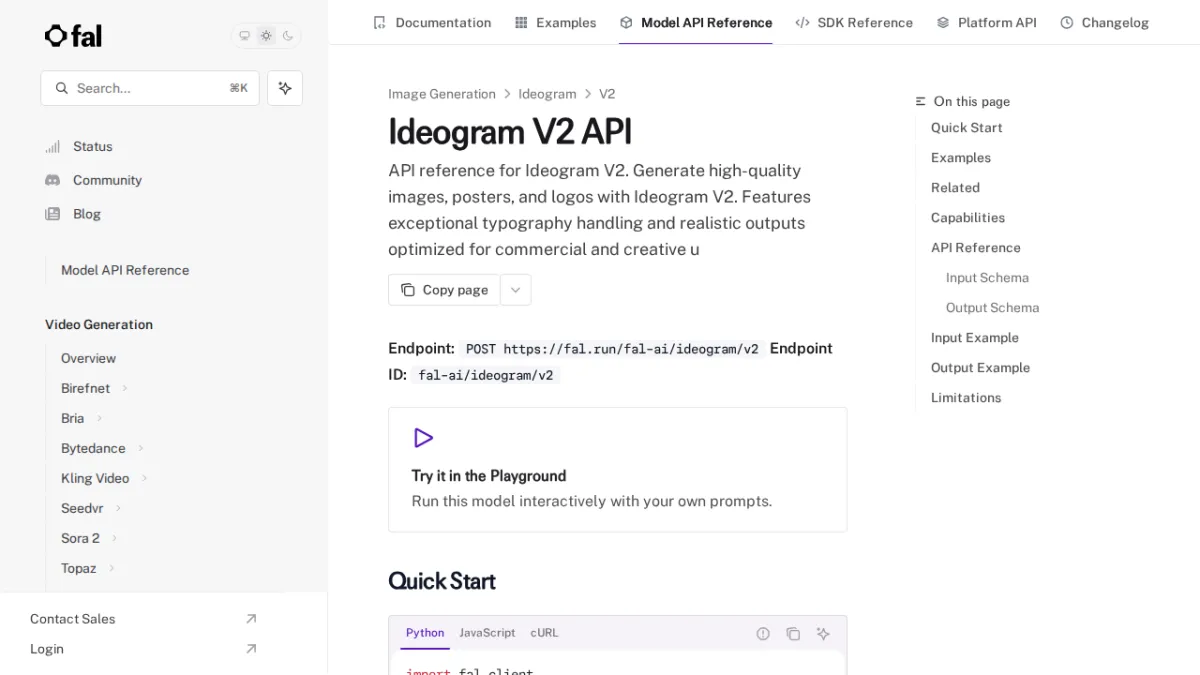 Ideogram V2 API - fal