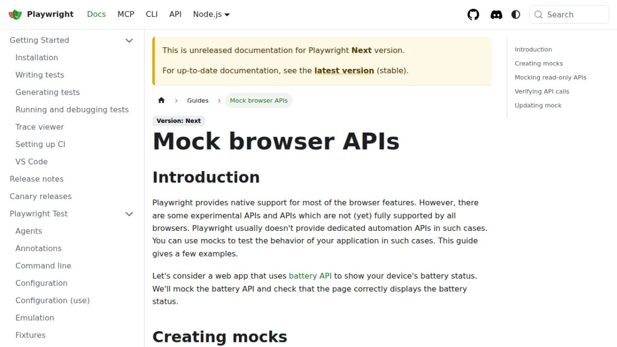 Mock browser APIs