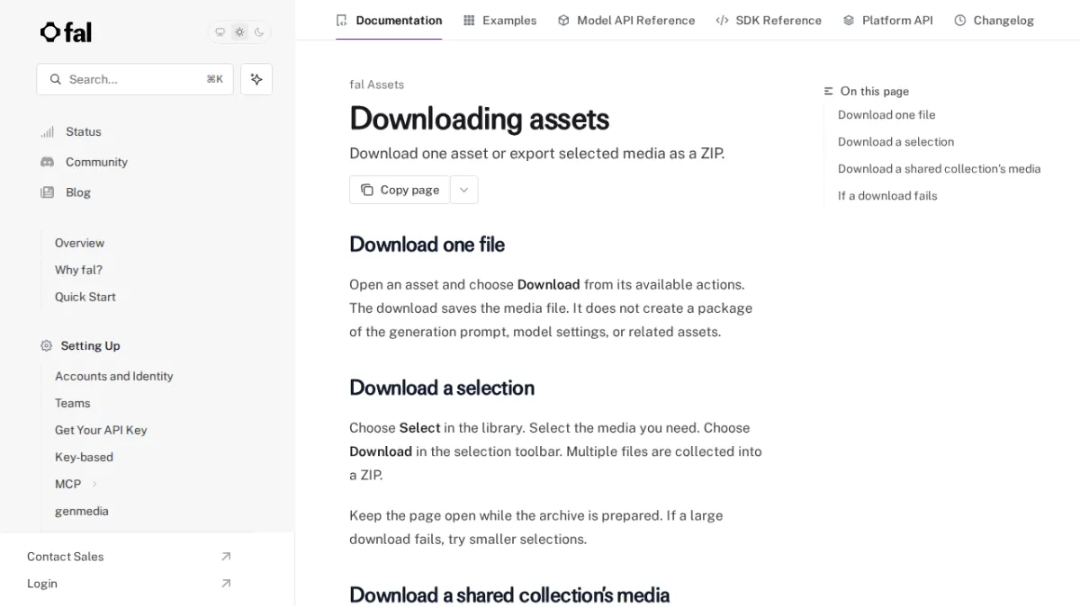 Downloading assets - fal