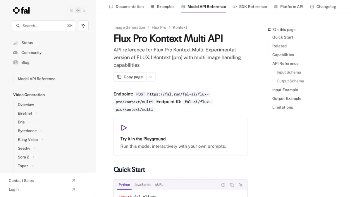 Flux Pro Kontext Multi API - fal