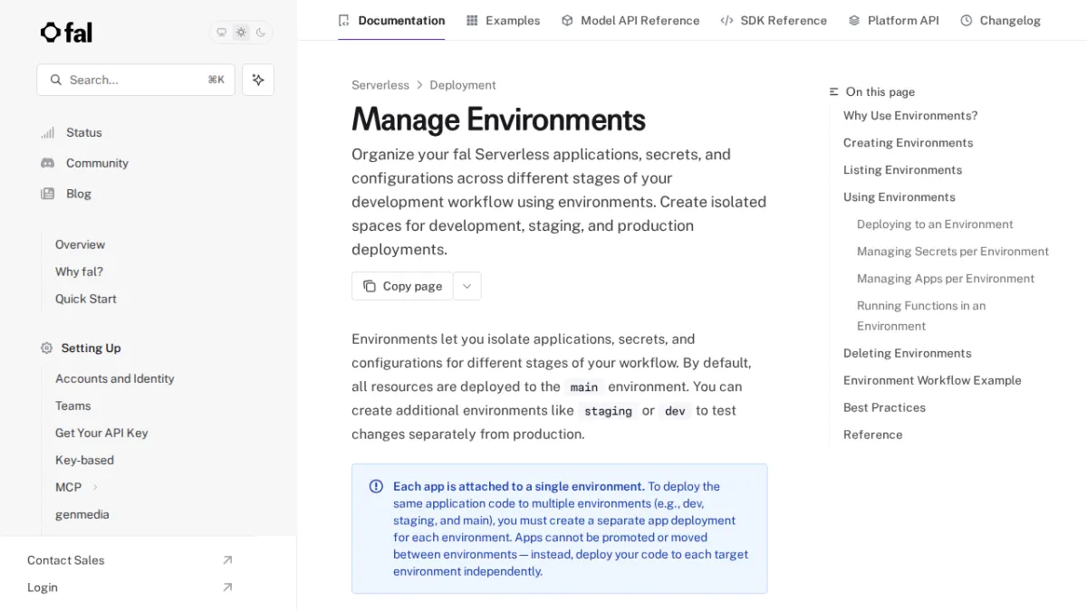 Manage Environments - fal