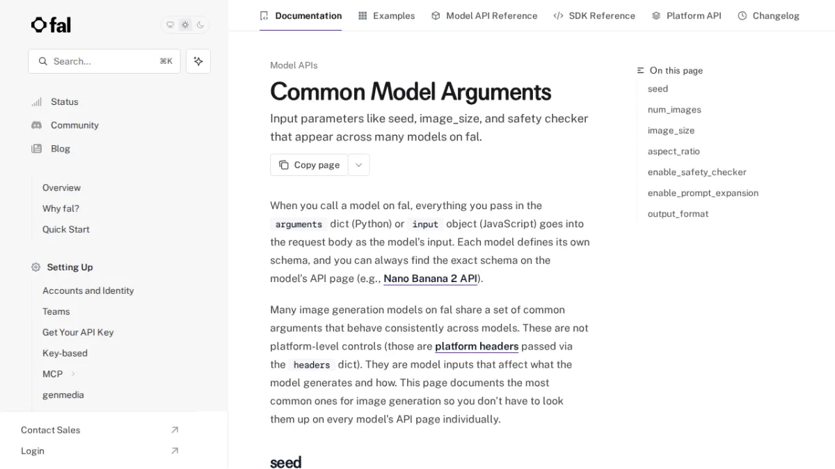 Common Model Arguments - fal