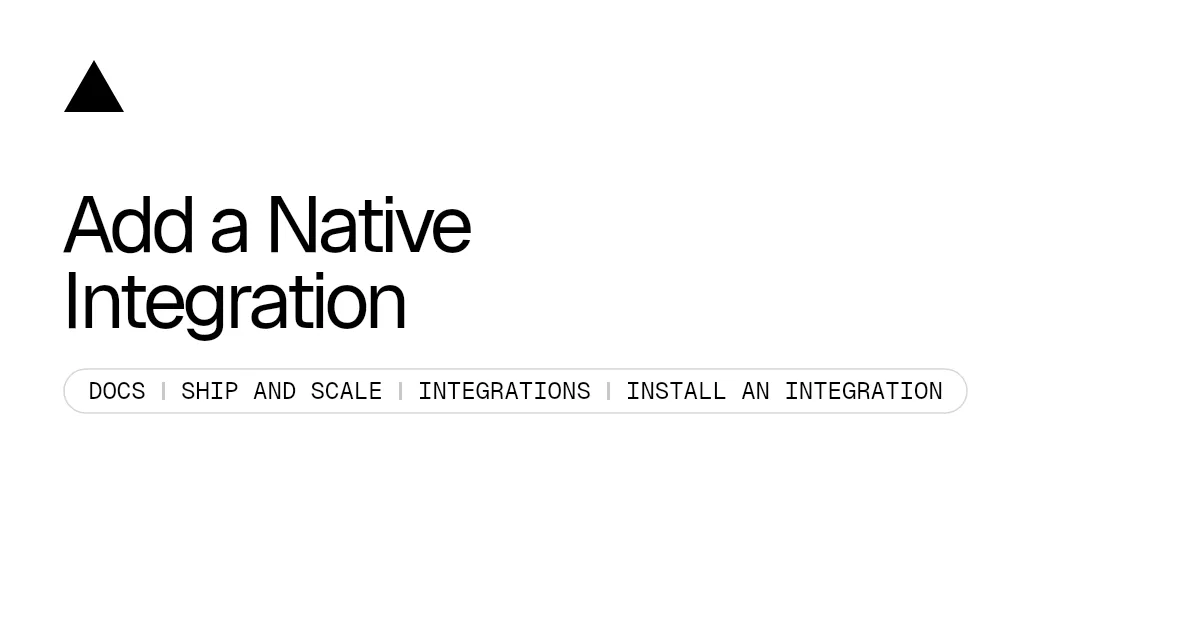 Add a Native Integration