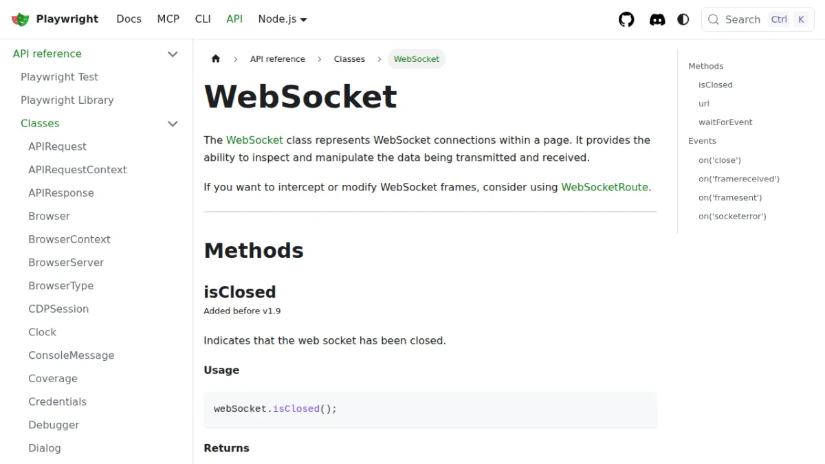 WebSocket | Playwright