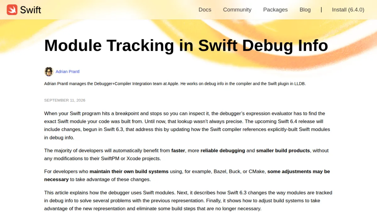 Module Tracking in Swift Debug Info