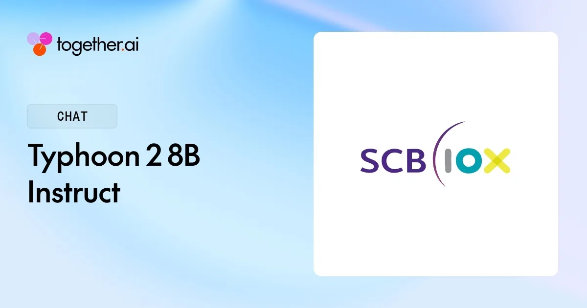Typhoon 2 8B Instruct: Pricing, Benchmarks & Docs Pricing | Together AI