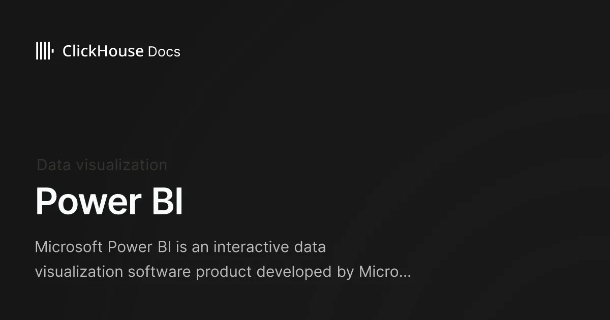 Power BI - ClickHouse Documentation