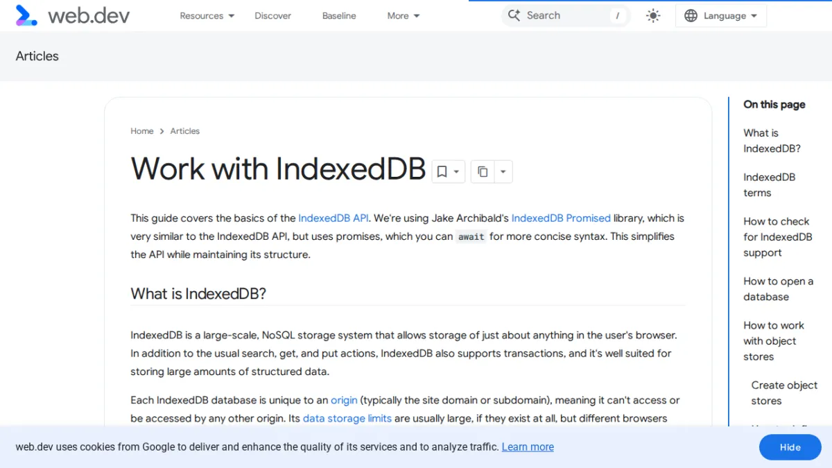 Work with IndexedDB