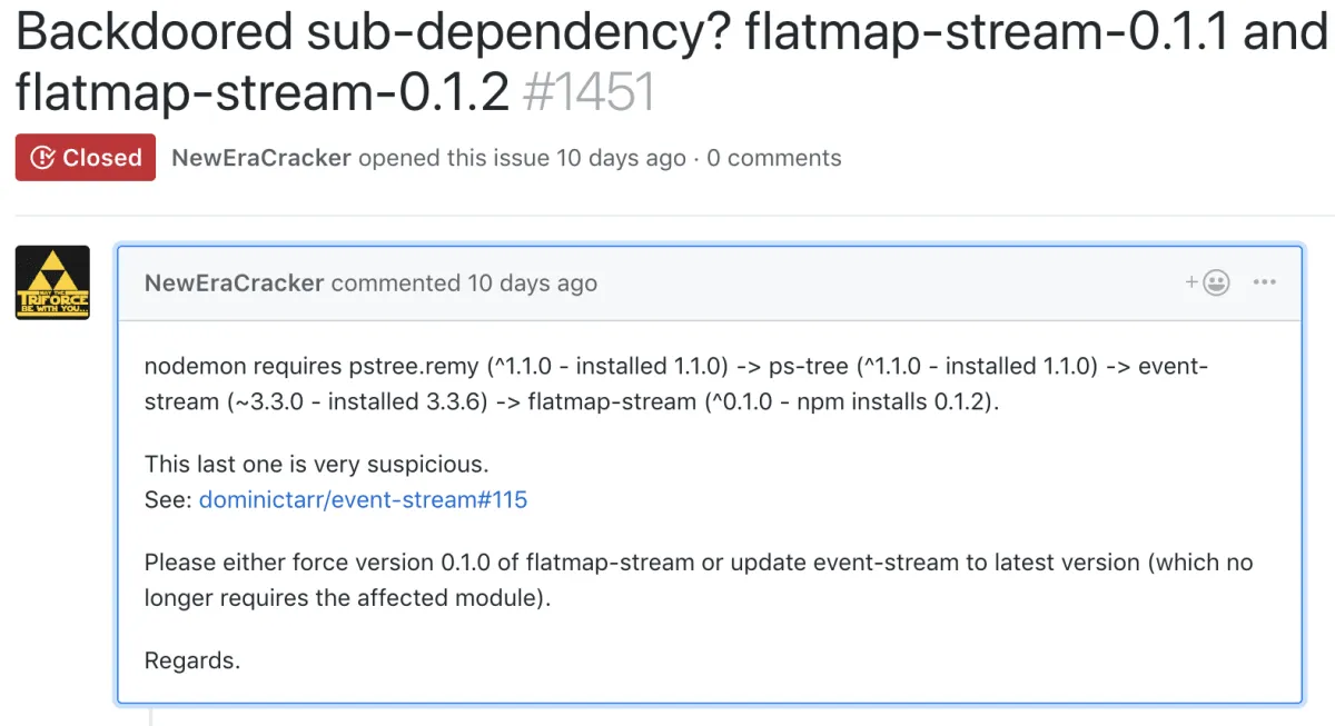 A post-mortem of the malicious event-stream backdoor