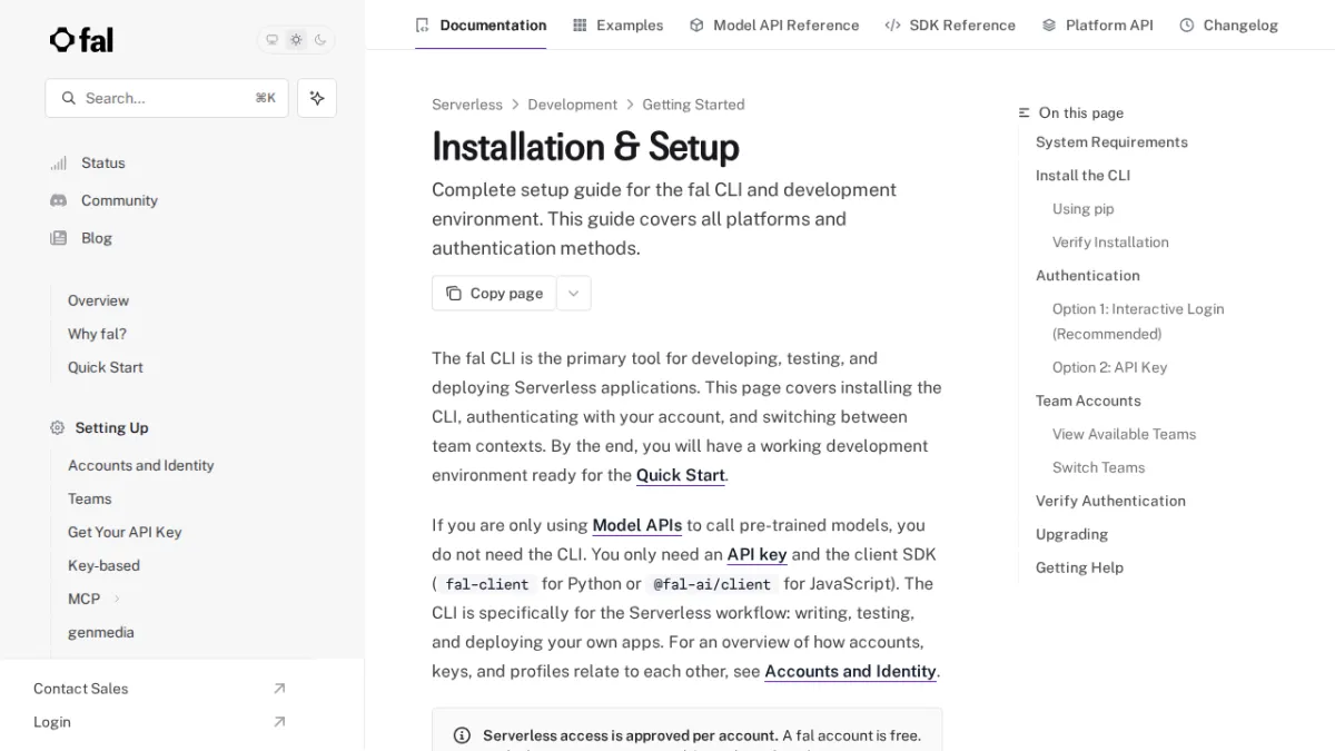 Installation & Setup - fal