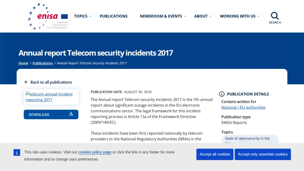 Annual report Telecom security incidents 2017