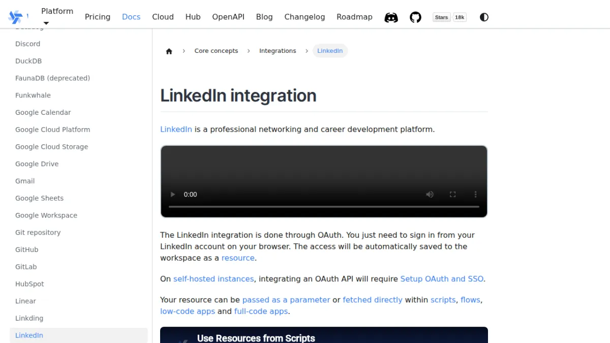 LinkedIn integration