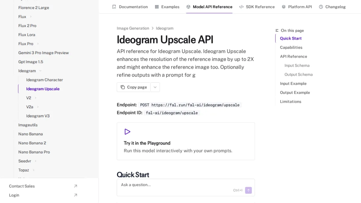 Ideogram Upscale API - fal