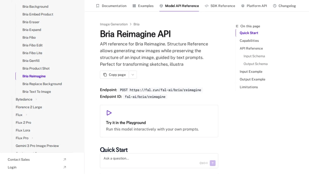 Bria Reimagine API - fal