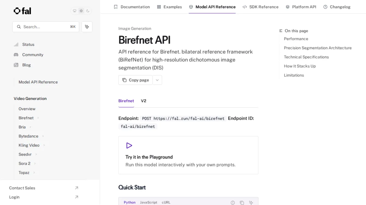 Birefnet API - fal
