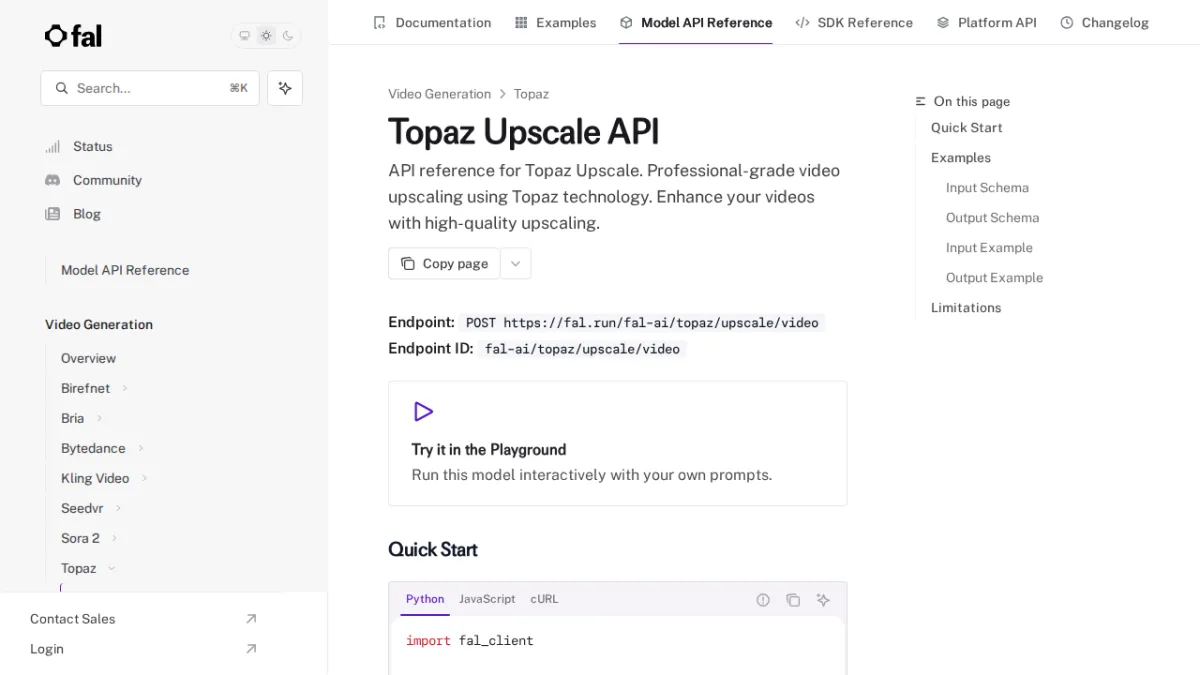 Topaz Upscale API - fal