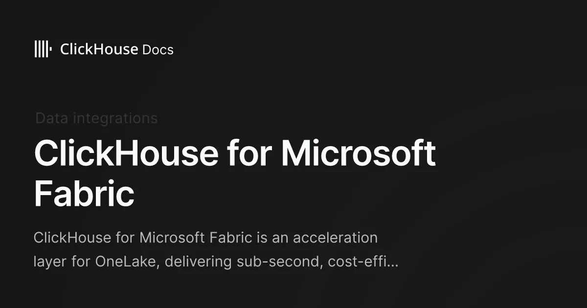ClickHouse for Microsoft Fabric - ClickHouse Documentation