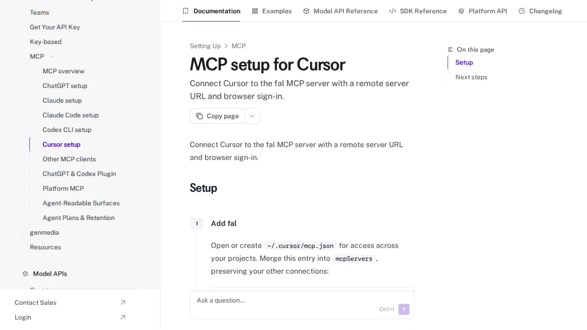 MCP setup for Cursor - fal