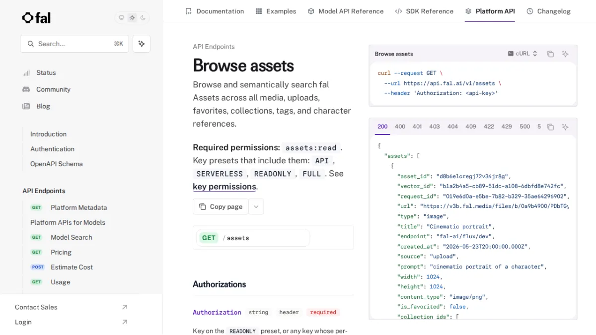 Browse assets - fal