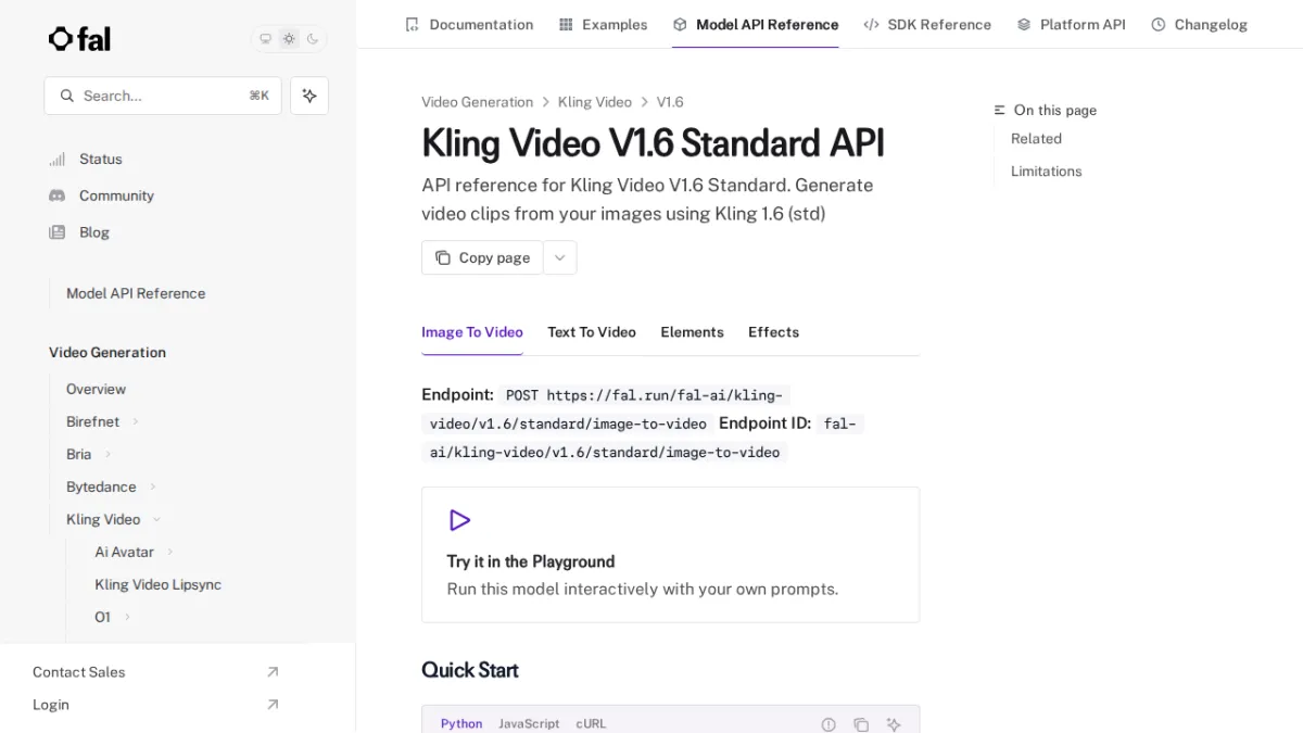 Kling Video V1.6 Standard API - fal