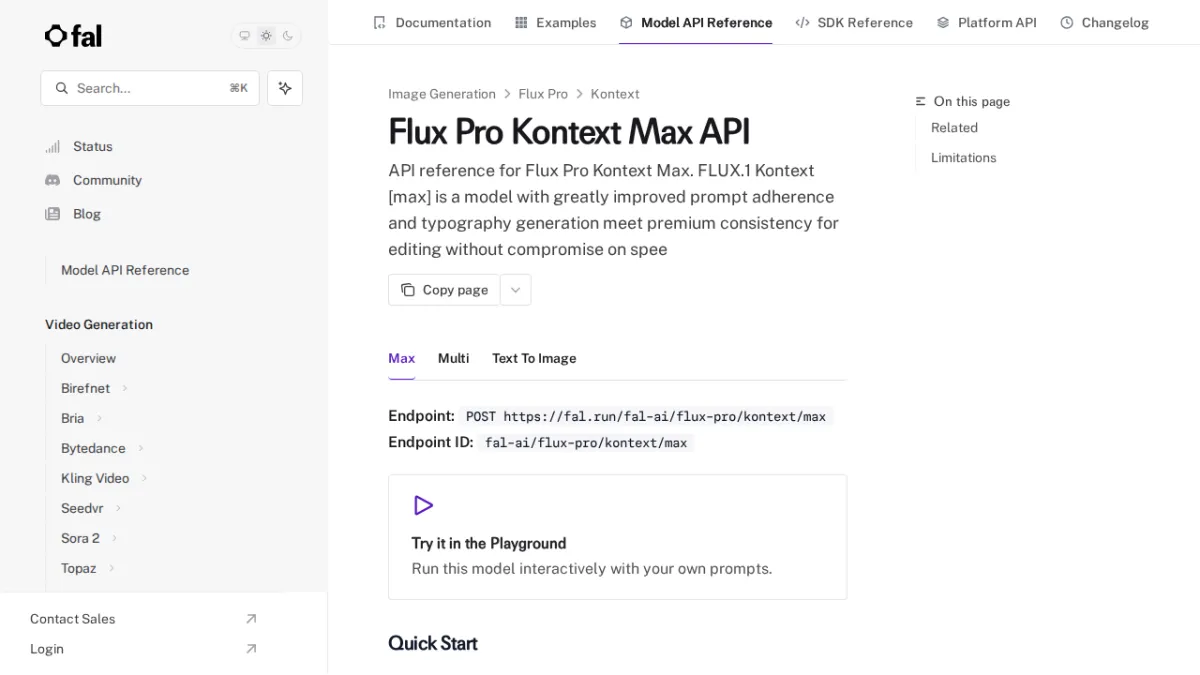 Flux Pro Kontext Max API - fal