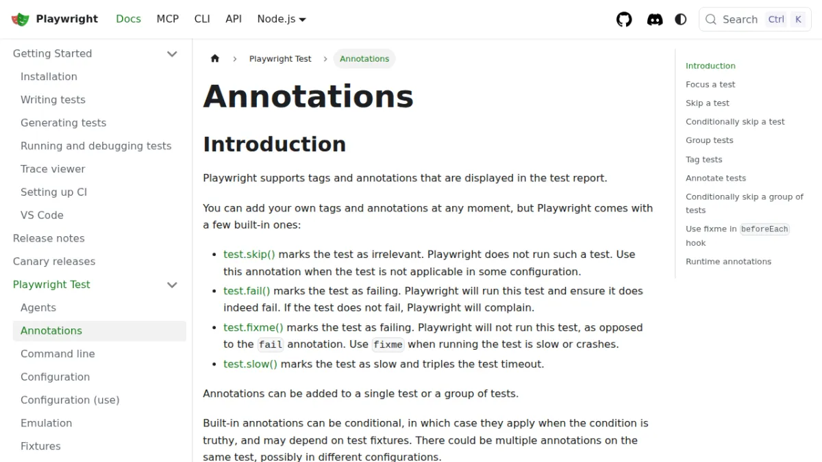 Annotations | Playwright