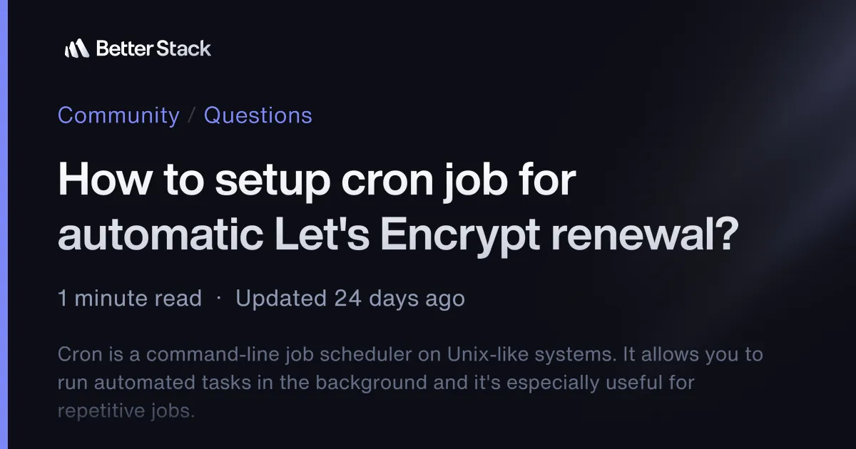 How to setup cron job for automatic Let's Encrypt renewal?