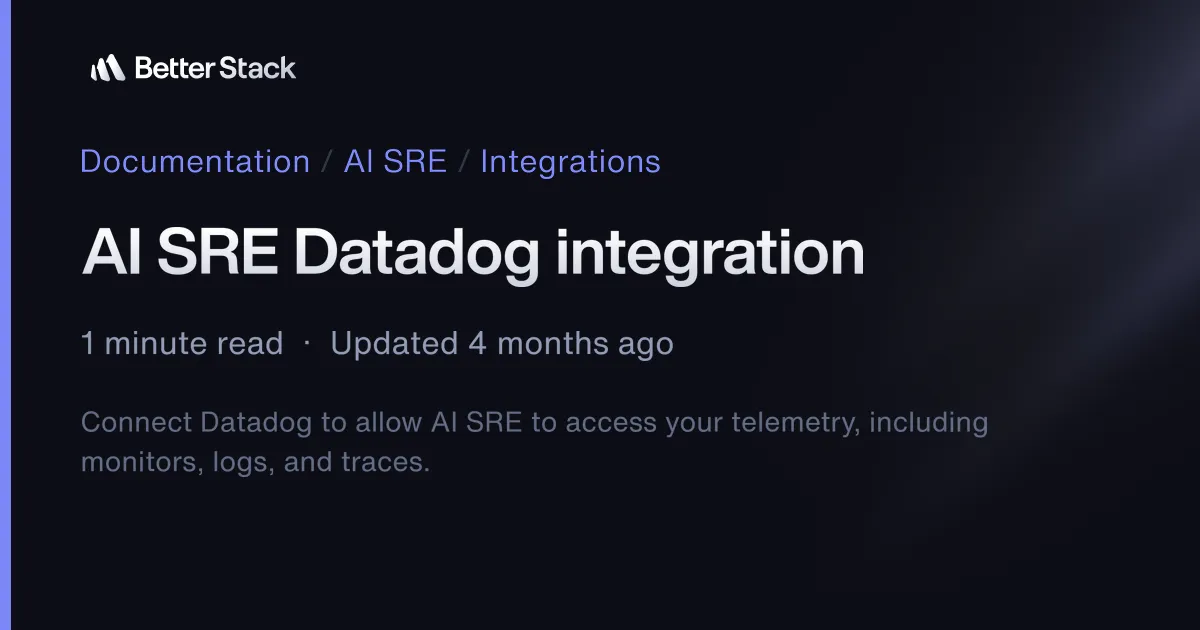 AI SRE Datadog integration