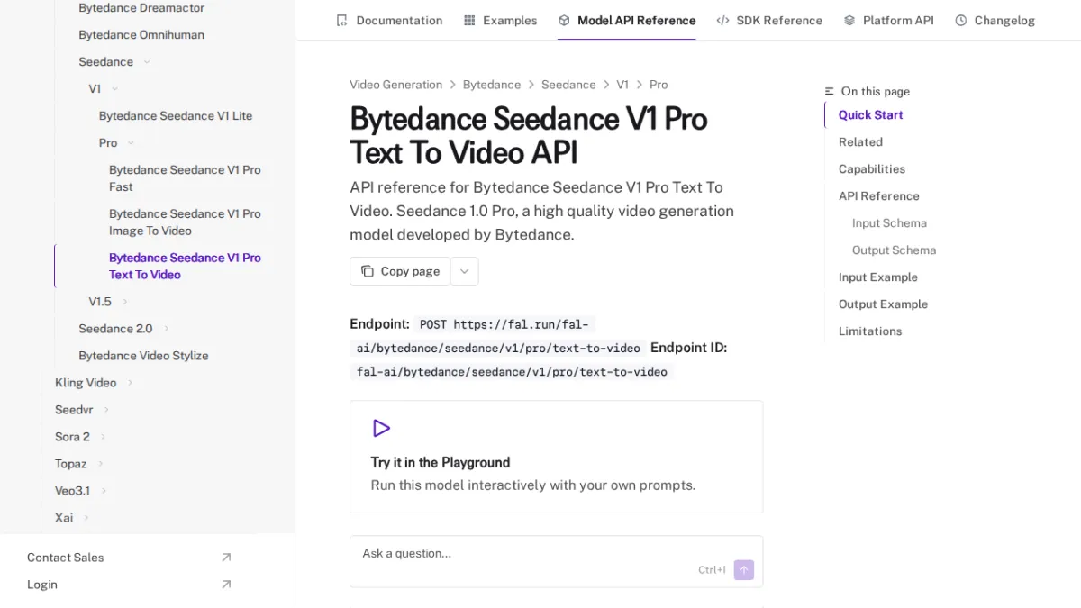 Bytedance Seedance V1 Pro Text To Video API - fal